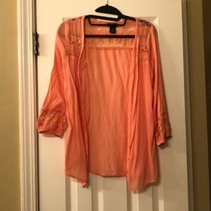 Peach Rue21 tunic with lace shoulders